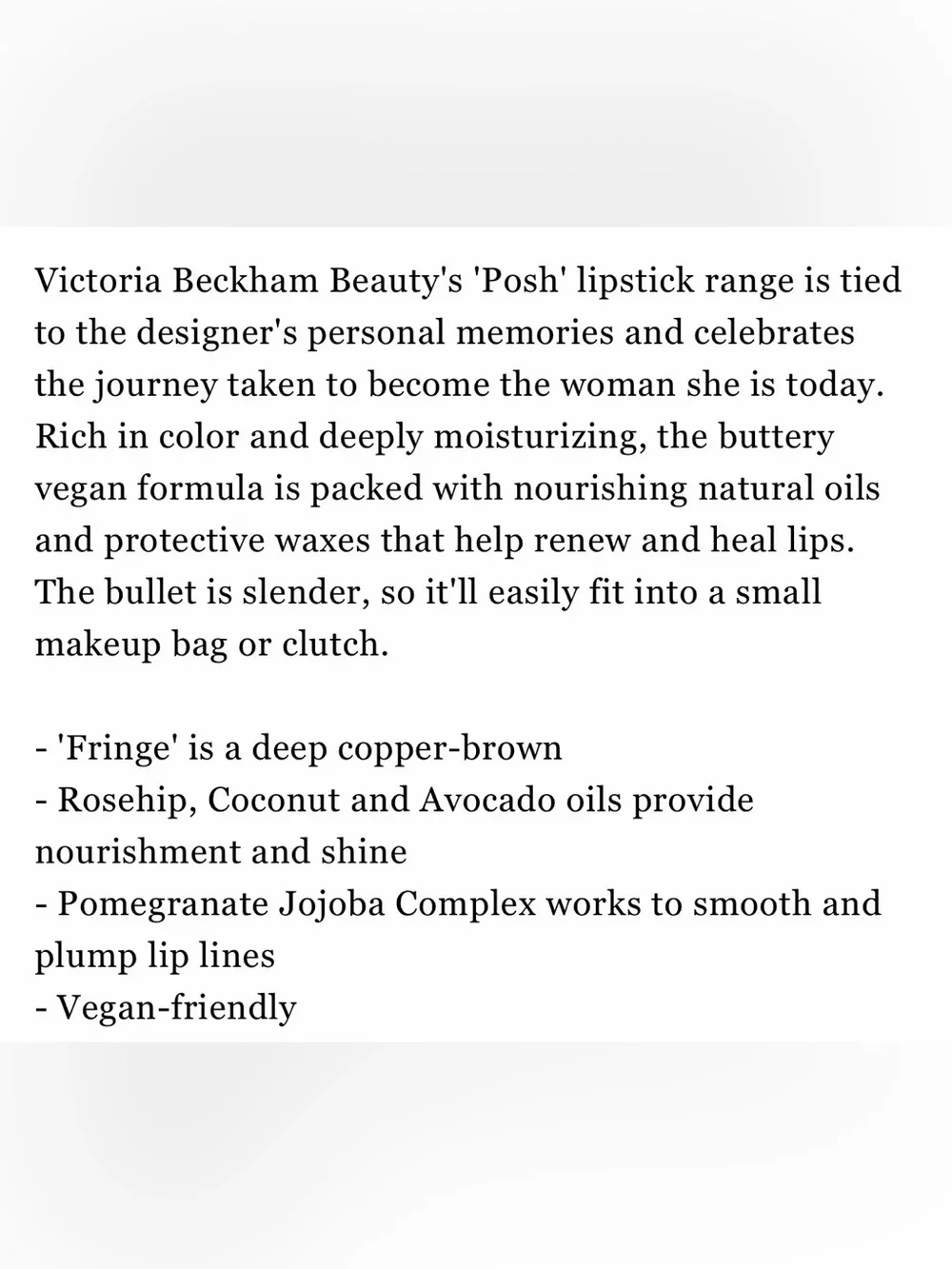 Victoria Beckham Posh Lipstick - Fringe